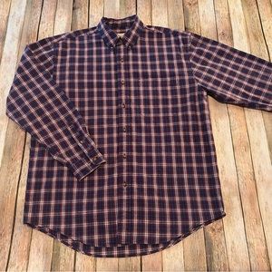 Eddie Bauer mens long sleeve casual plaid button down shirt | size medium